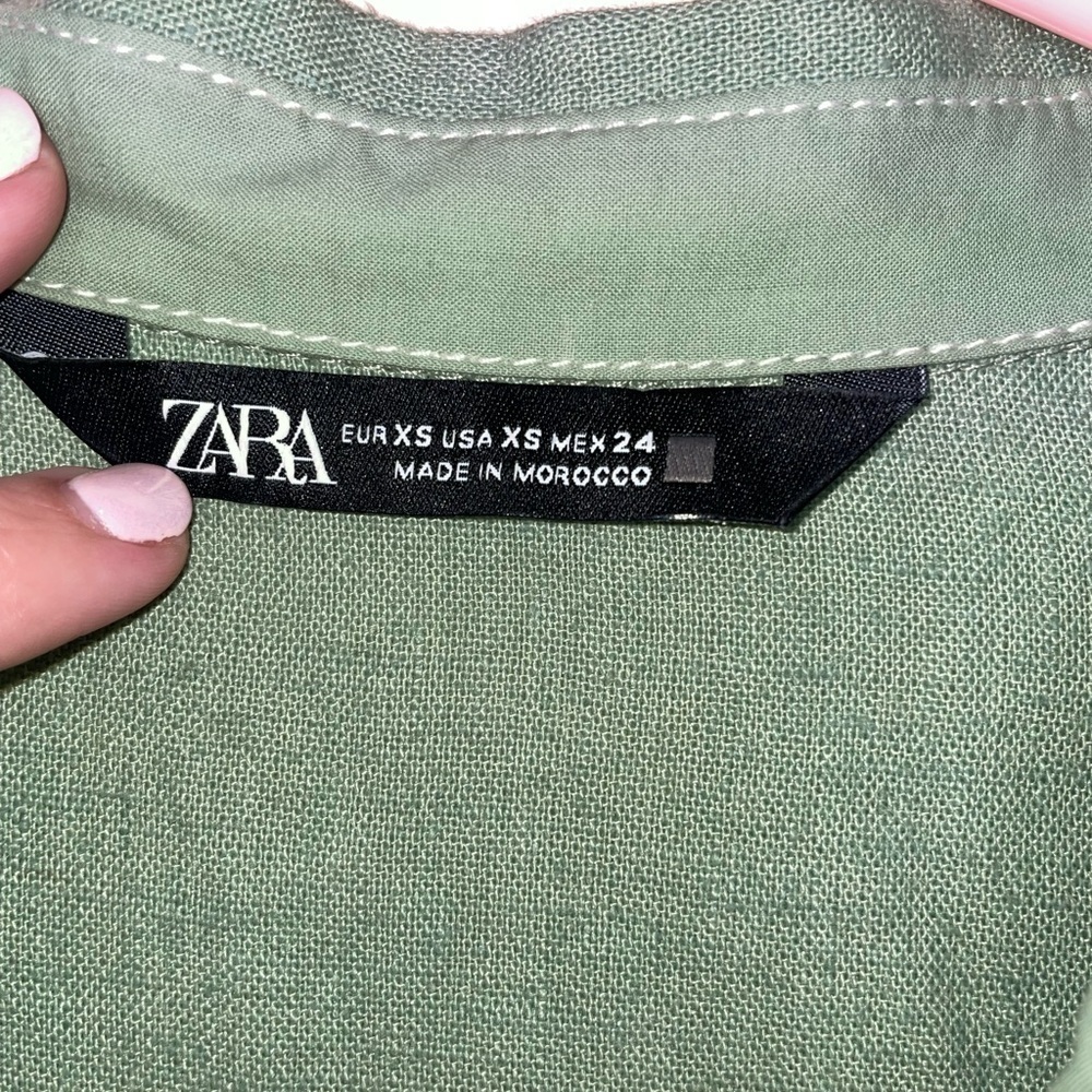 Zara Sage Green Short Sleeve Shorts Romper Size XS - Picture 4 of 9